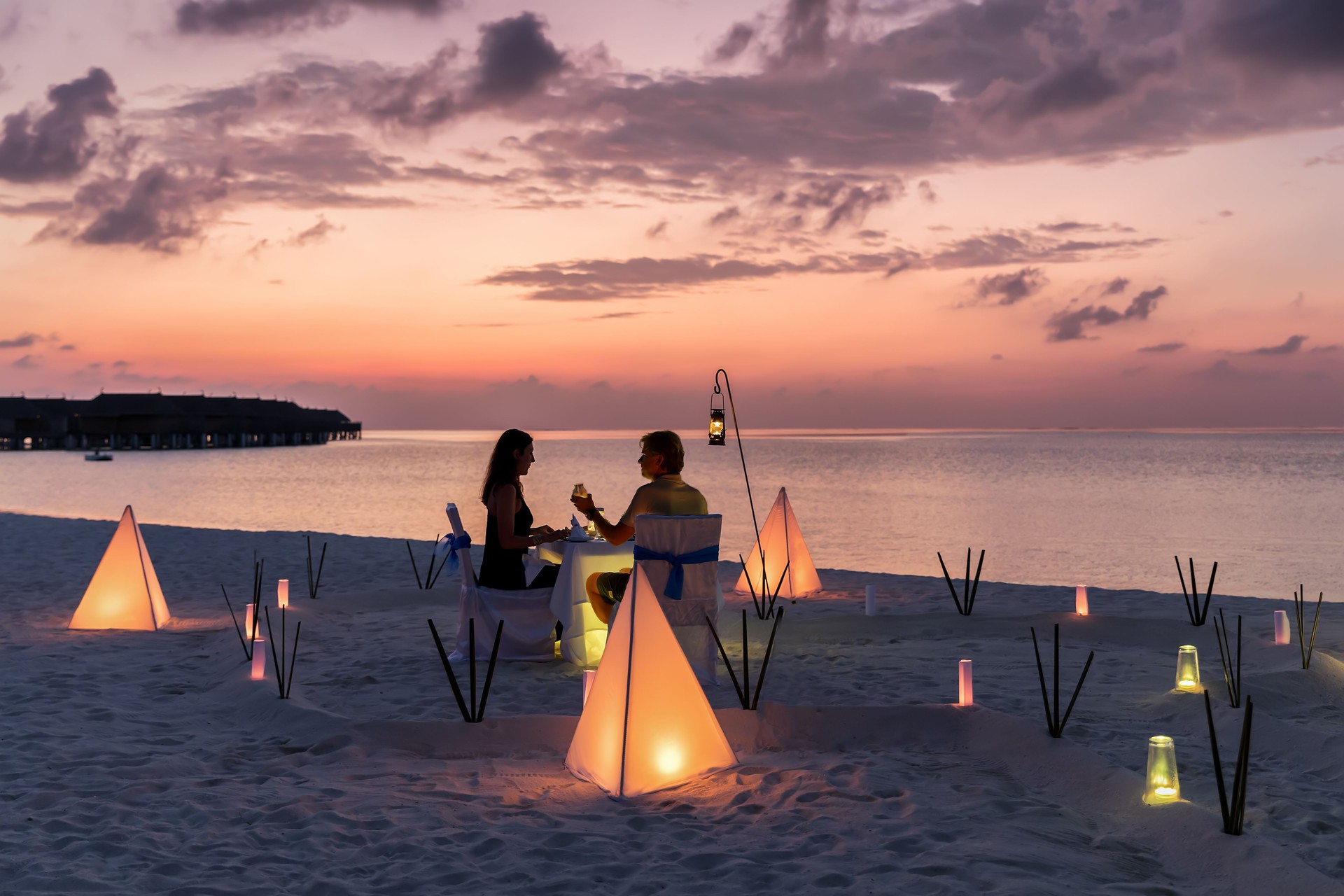 Honeymoon travel concept on a tropical beach