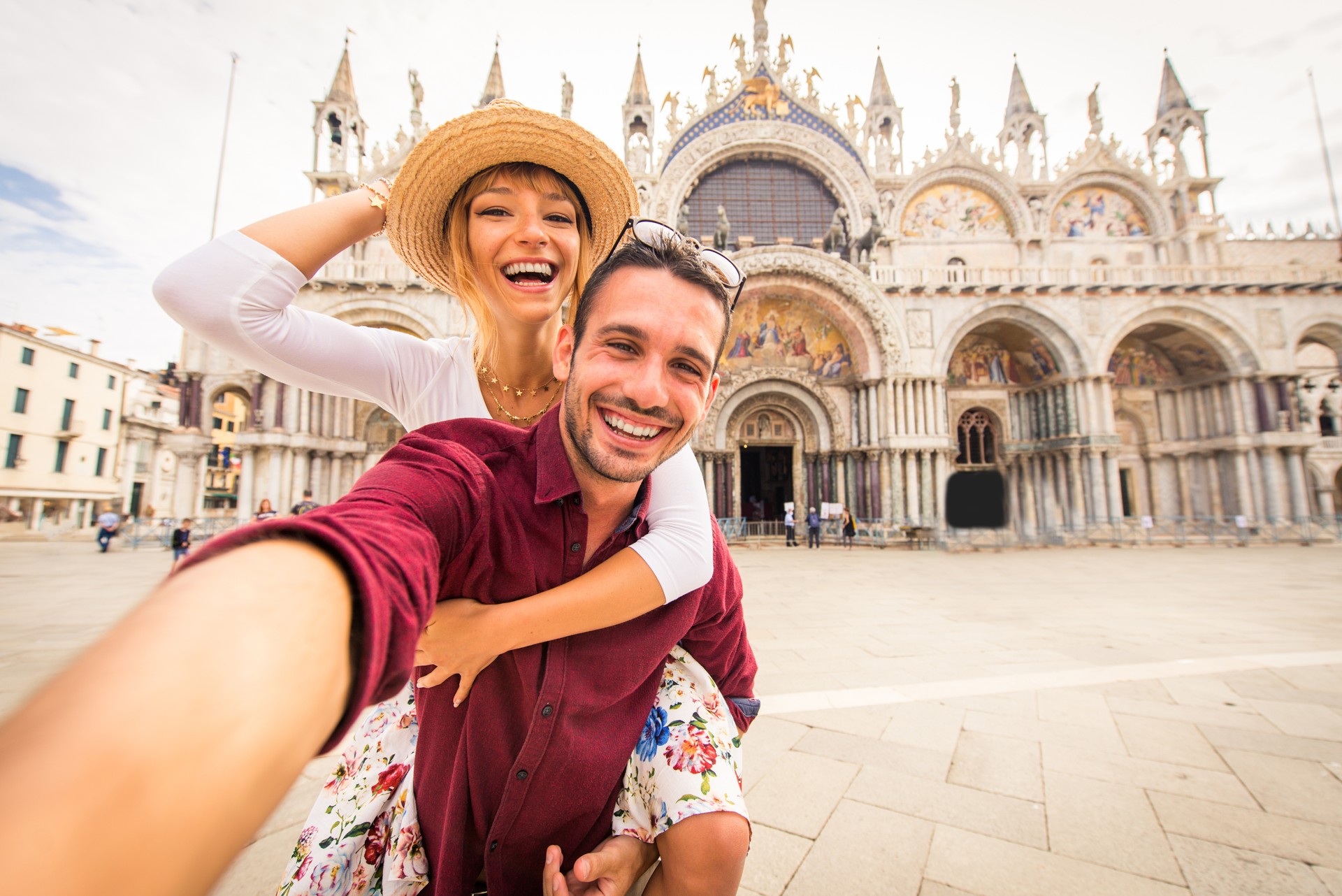 Couple travelling in Venice, Italy